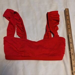 Red Ruffled Bikini Top